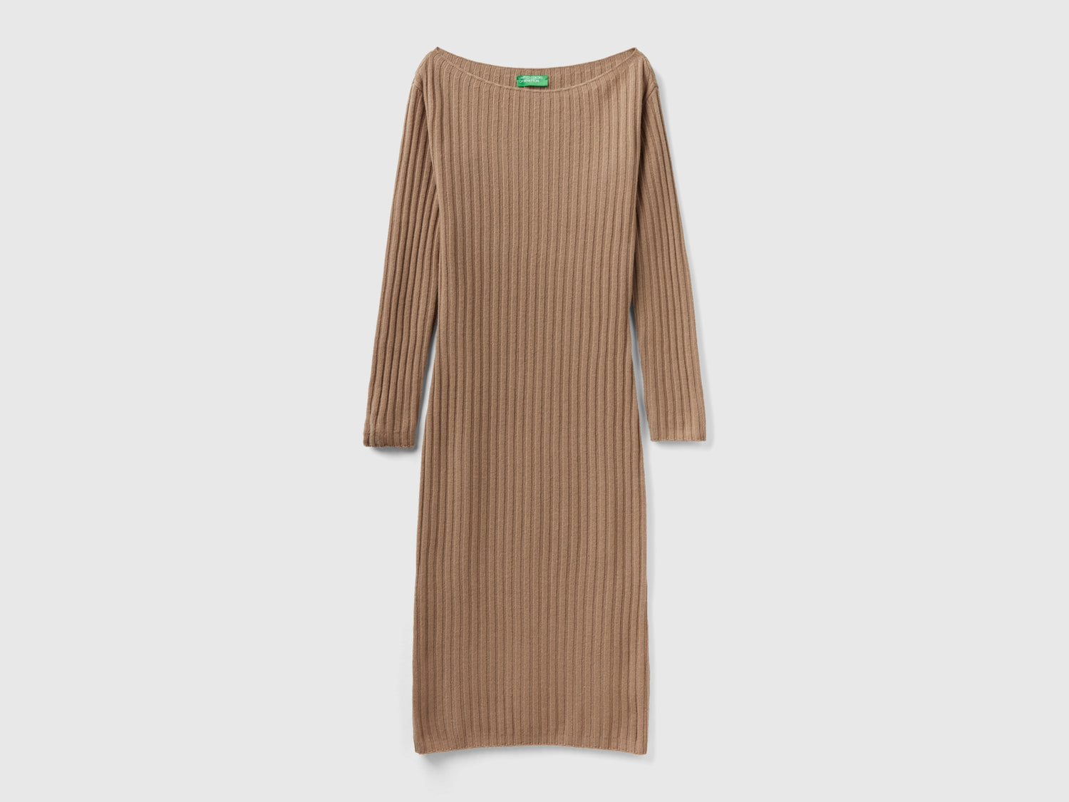 Abito in maglia con scollo a barchetta da donna cammello | Benetton Outlet