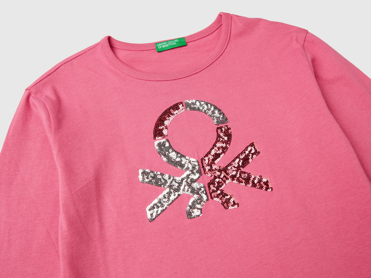 T-shirt in caldo cotone bio con paillettes