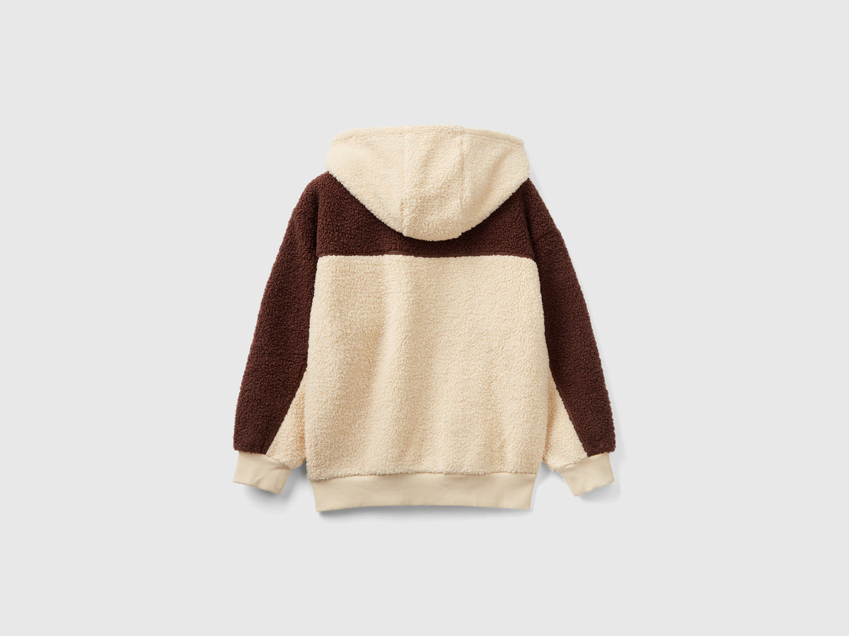 Felpa effetto orsetto con zip