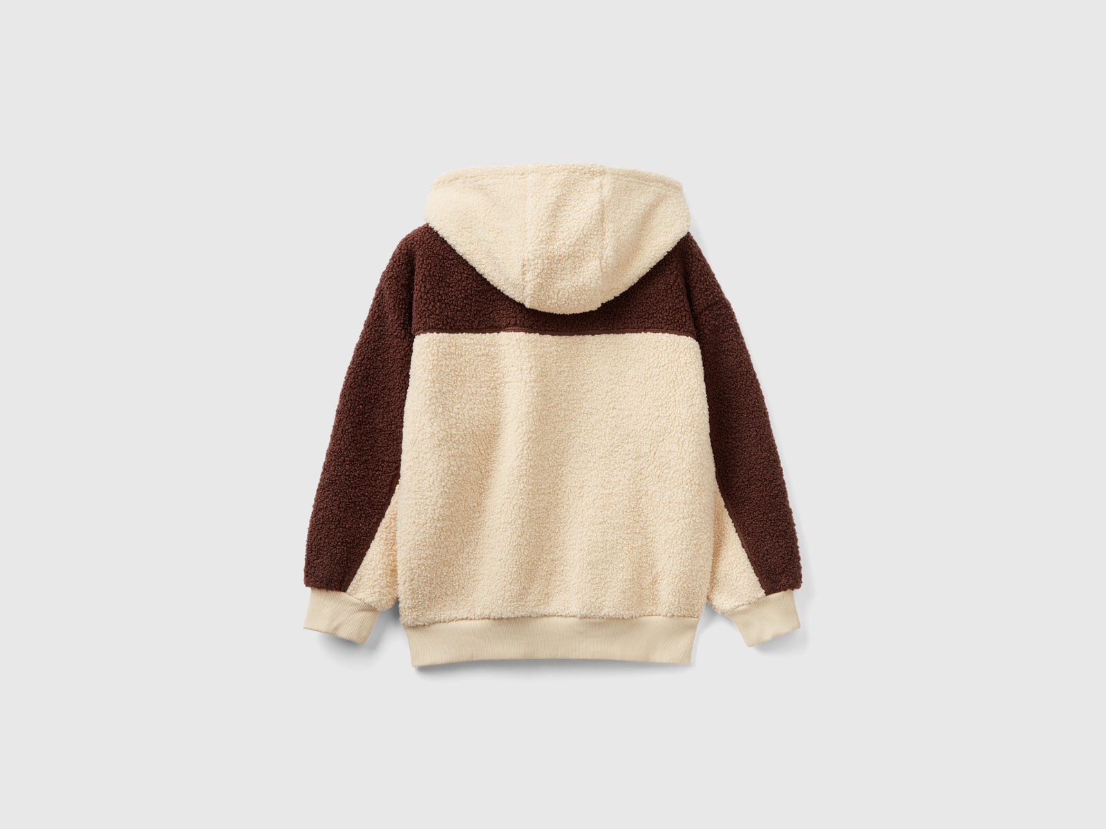 Felpa effetto orsetto con zip da bambino beige 2 | Benetton Outlet