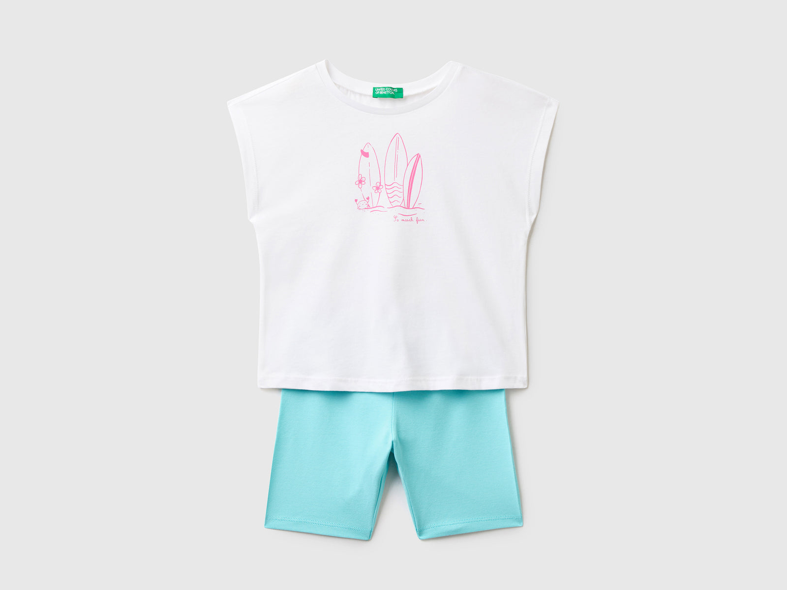 Completino coordinato in cotone da bimba bianco | Benetton Outlet