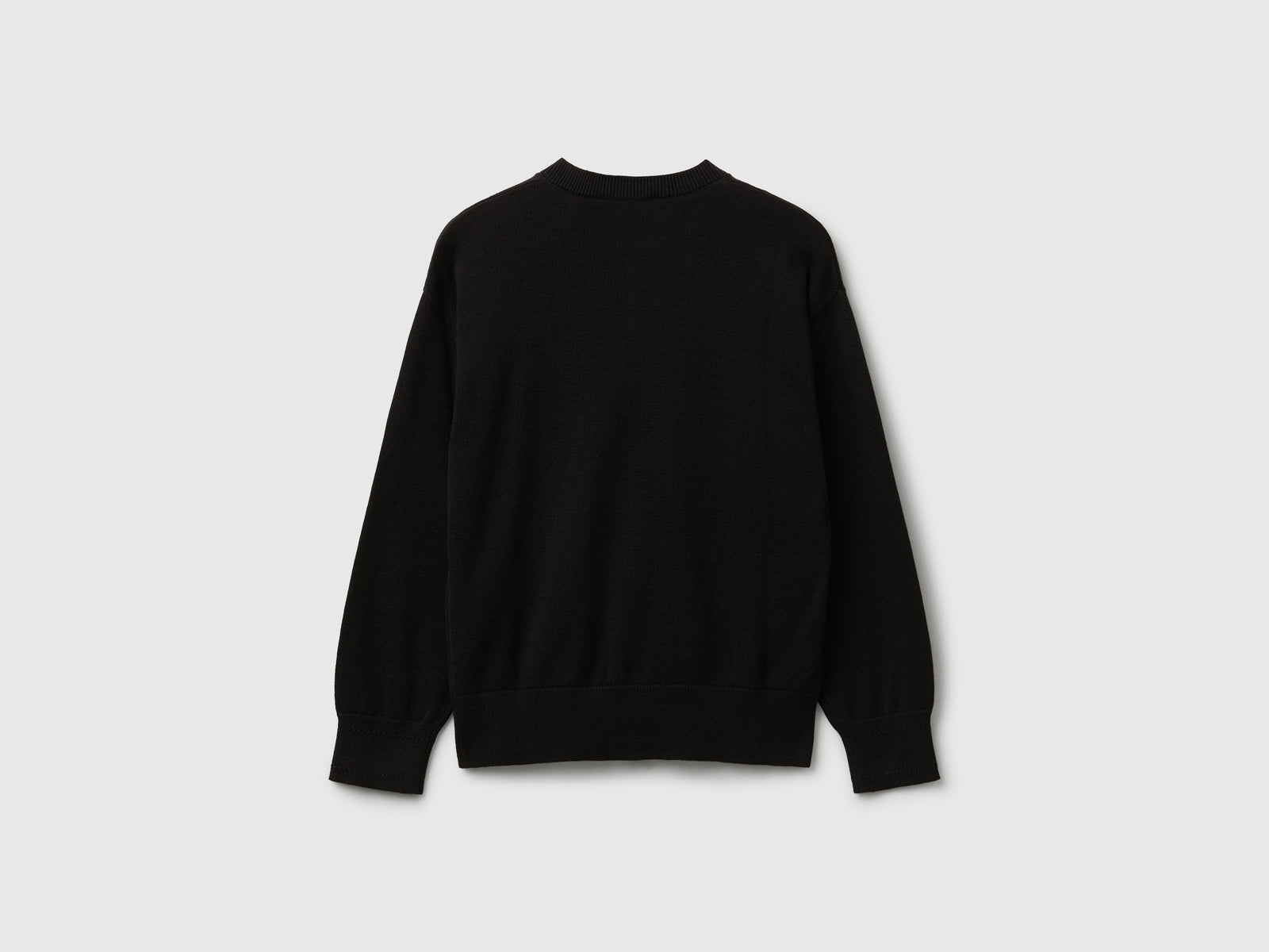 Cardigan girocollo in puro cotone da bambina nero 2 | Benetton Outlet