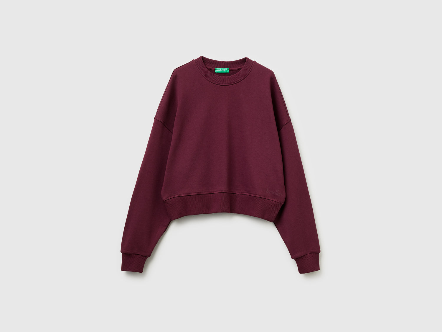 Felpa 100% cotone con stampa logo da donna prugna | Benetton Outlet