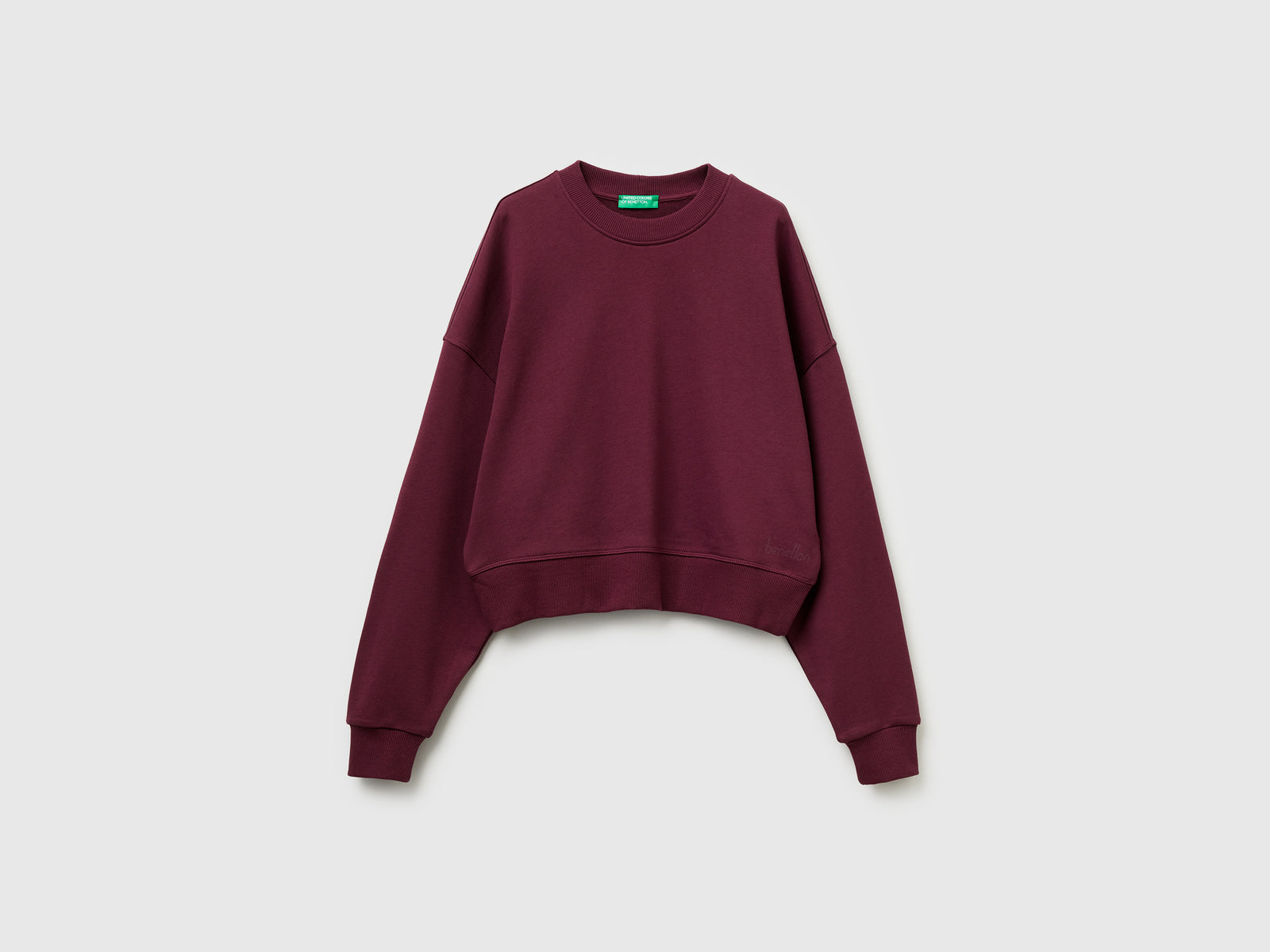 Felpa 100% cotone con stampa logo da donna prugna | Benetton Outlet