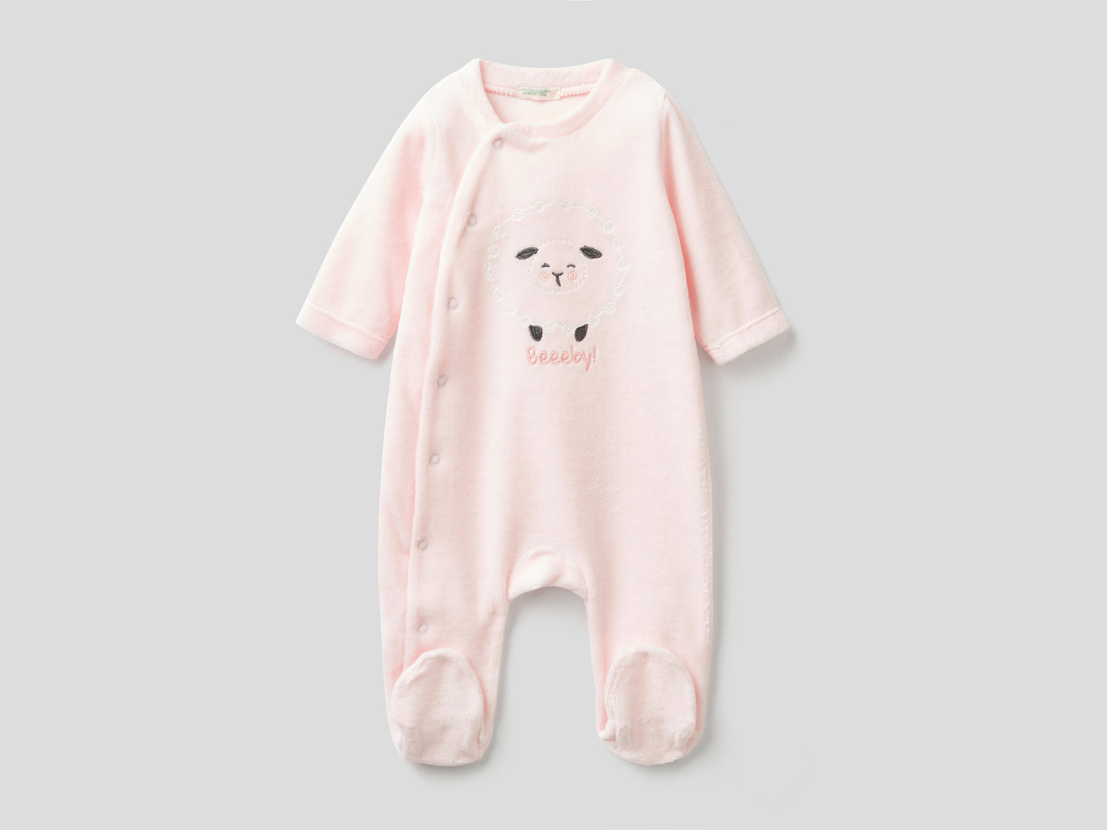 Tutina in ciniglia di misto cotone da neonato rosa | Benetton Outlet