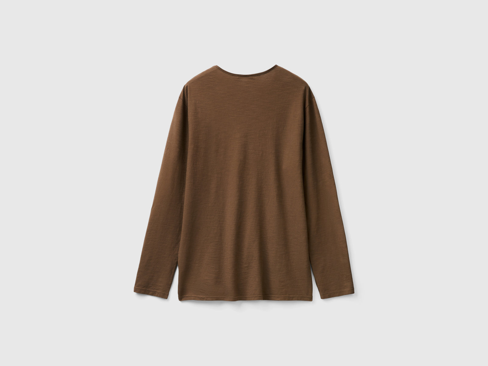 T-shirt a manica lunga in 100% cotone da uomo marrone 2 | Benetton Outlet
