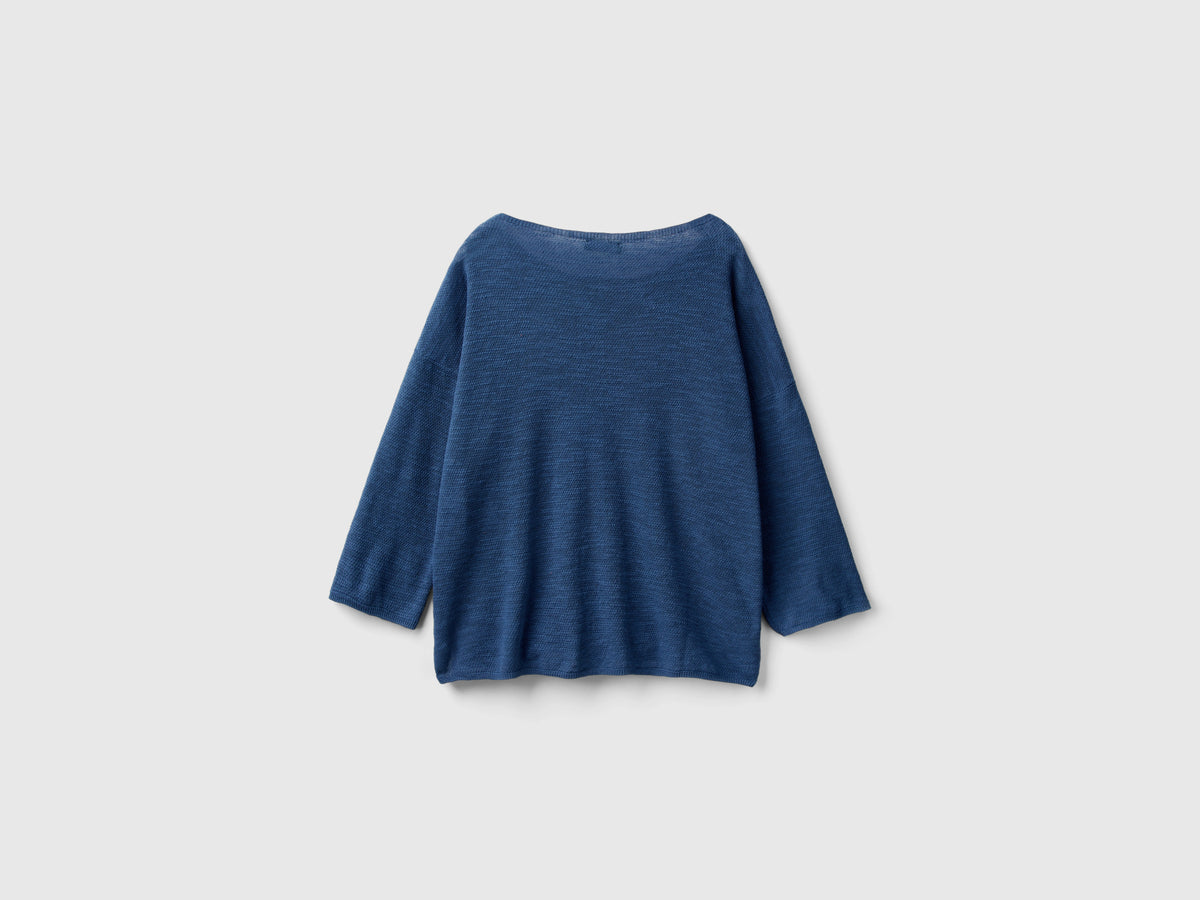 Maglia in misto lino con manica a 3/4