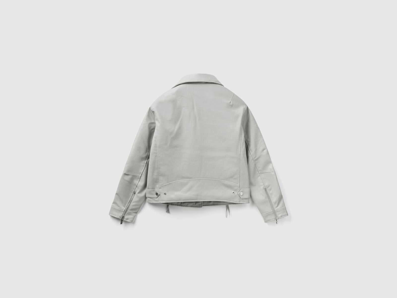 Giubbino chiodo in tessuto spalmato da donna grigio chiaro 2 | Benetton Outlet