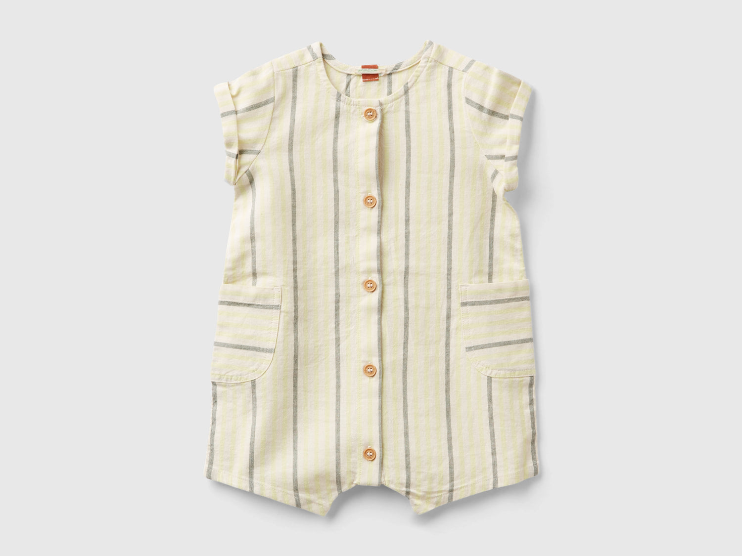 Pagliaccetto a righe in misto cotone da neonato rosso | Benetton Outlet