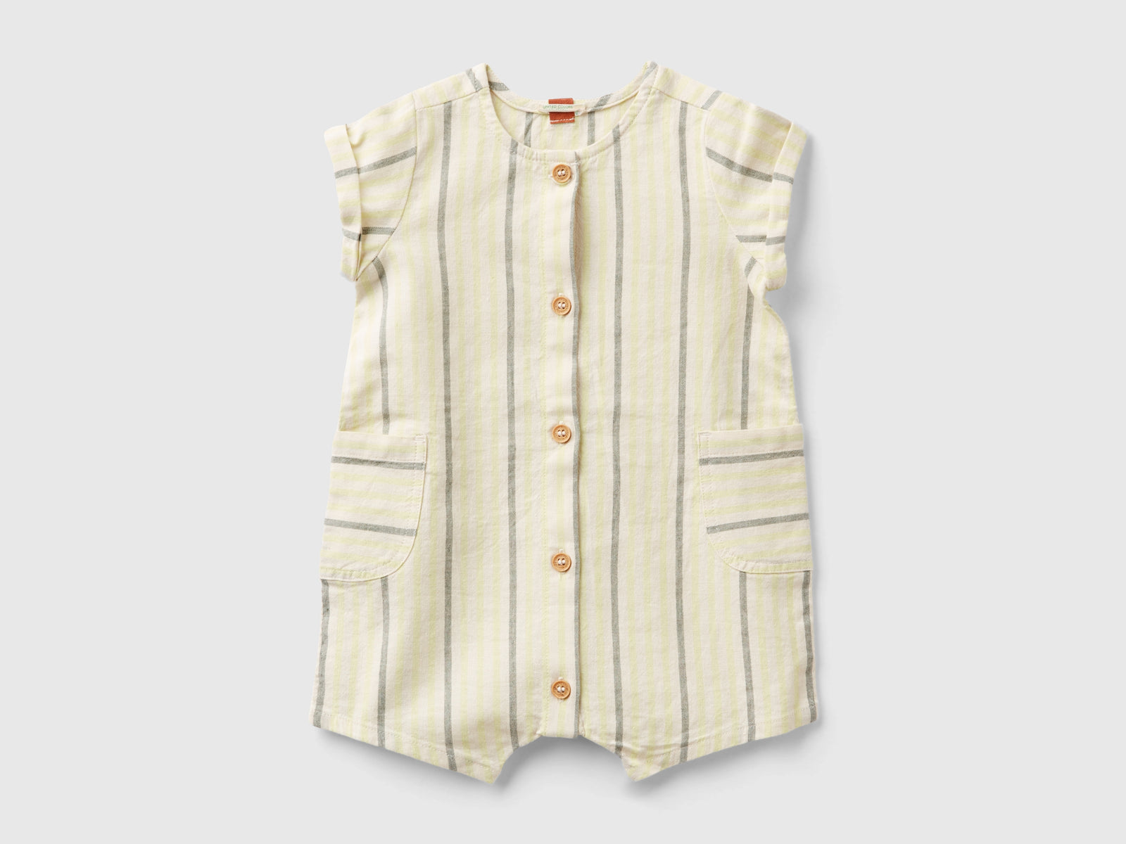 Pagliaccetto a righe in misto cotone da neonato rosso | Benetton Outlet