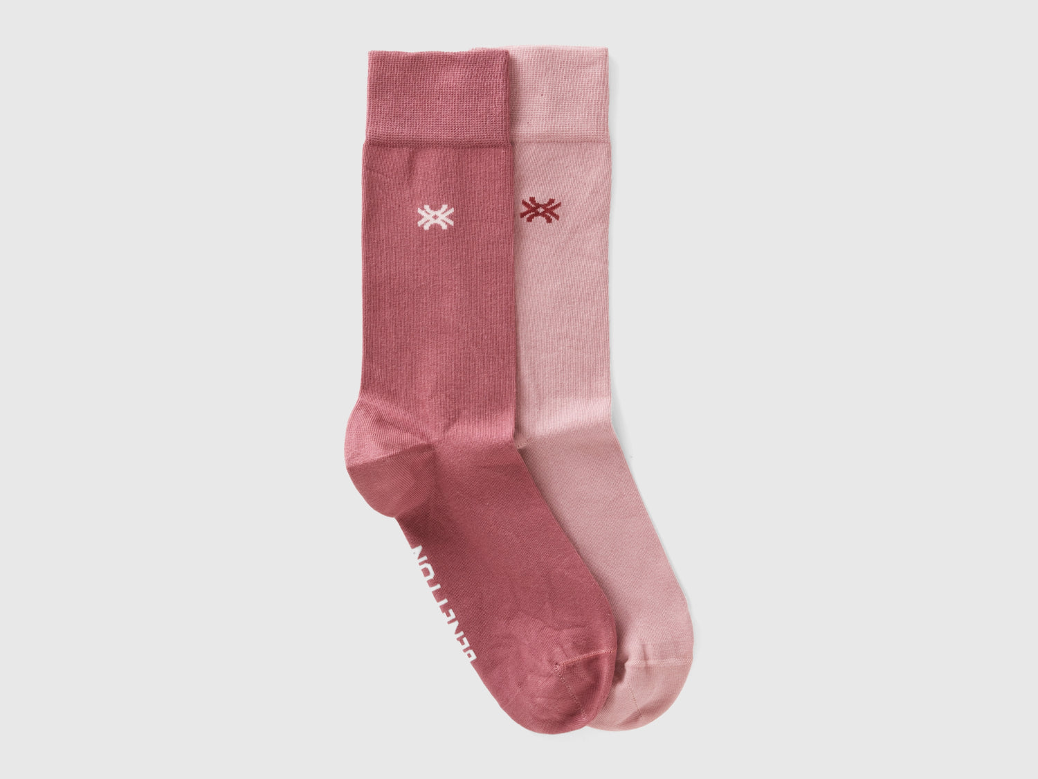Due paia di calzini lunghi in cotone con logo da uomo multi-color | Benetton Outlet