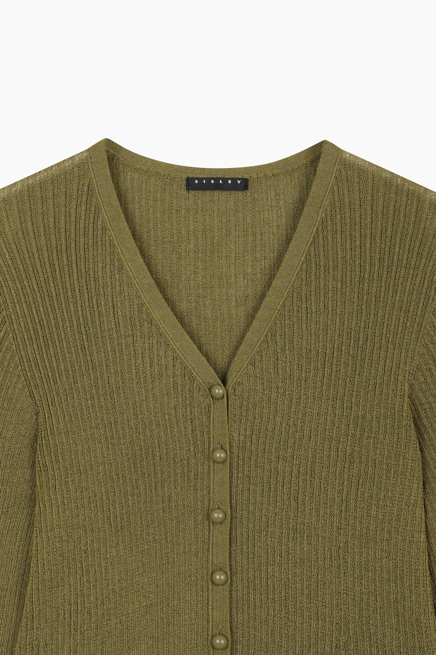 Cardigan bianco con bottoni a perla da donna verde militare 3 | Sisley Outlet