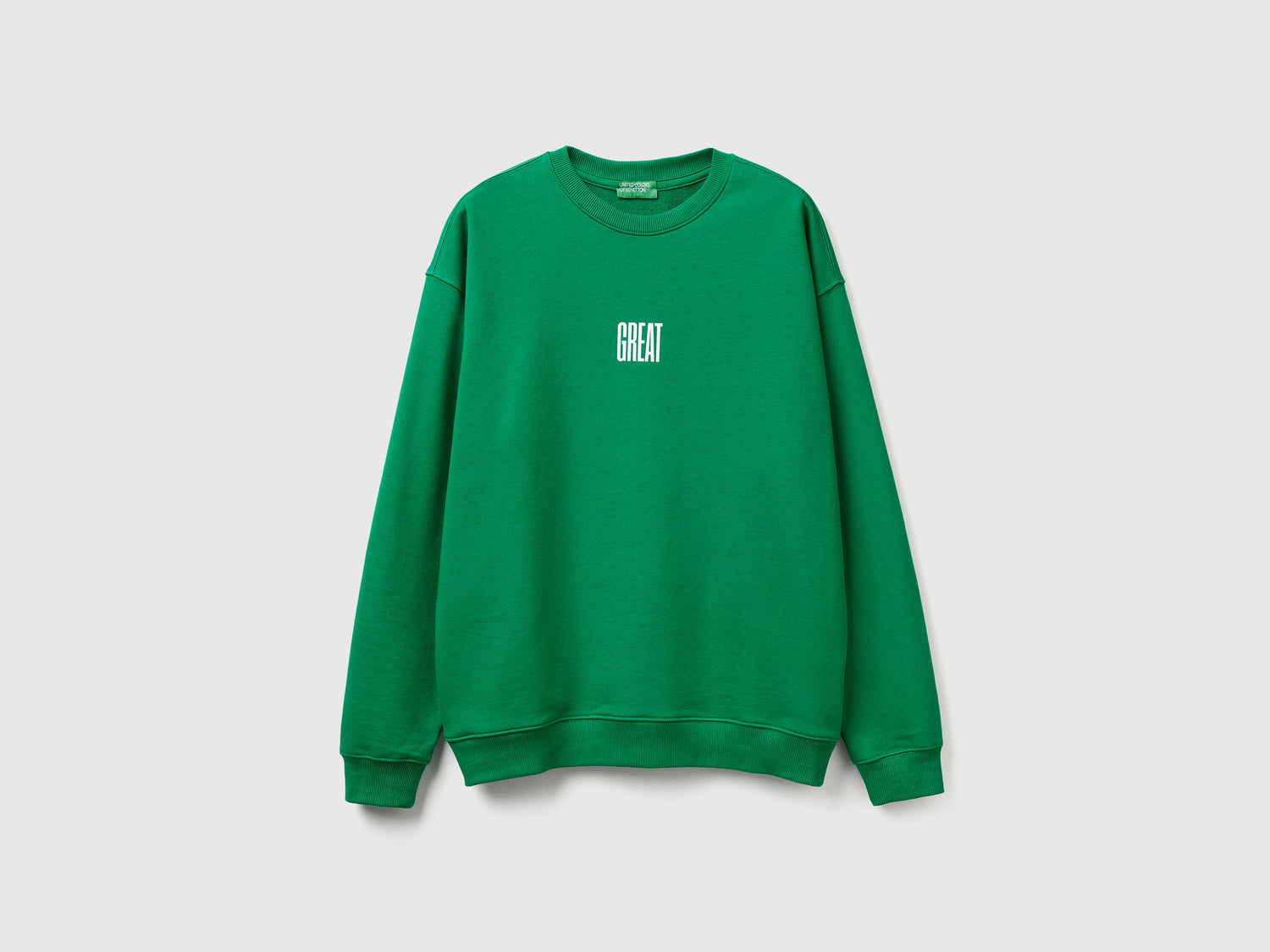 Felpa relaxed fit con stampa da uomo verde | Benetton Outlet