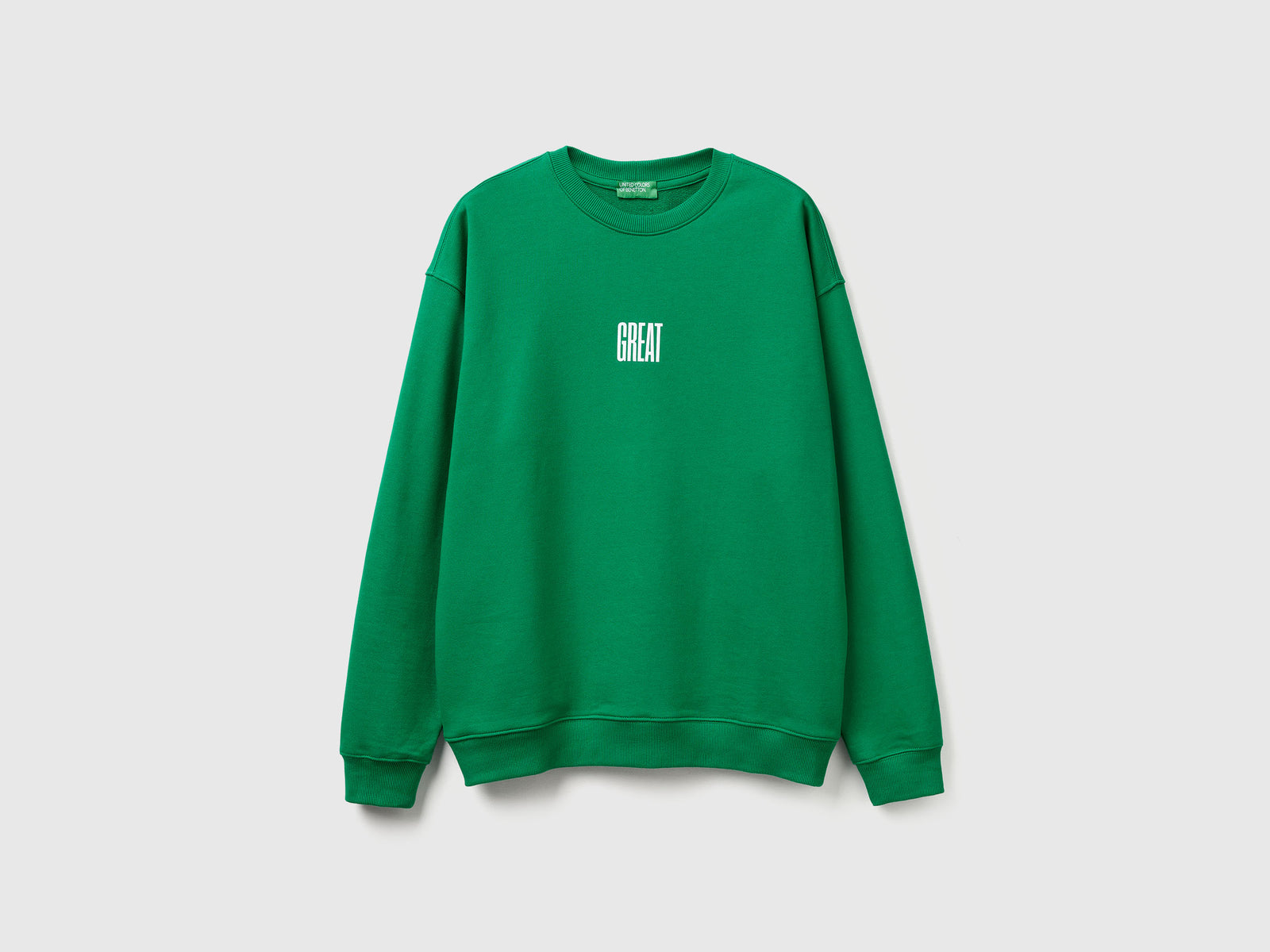 Felpa relaxed fit con stampa da uomo verde | Benetton Outlet