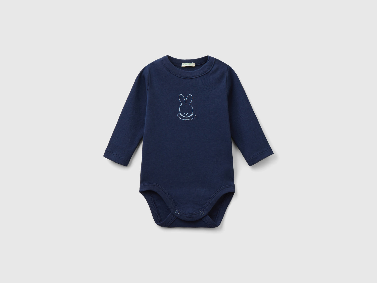 Body manica lunga in cotone bio da neonato blu scuro | Benetton Outlet