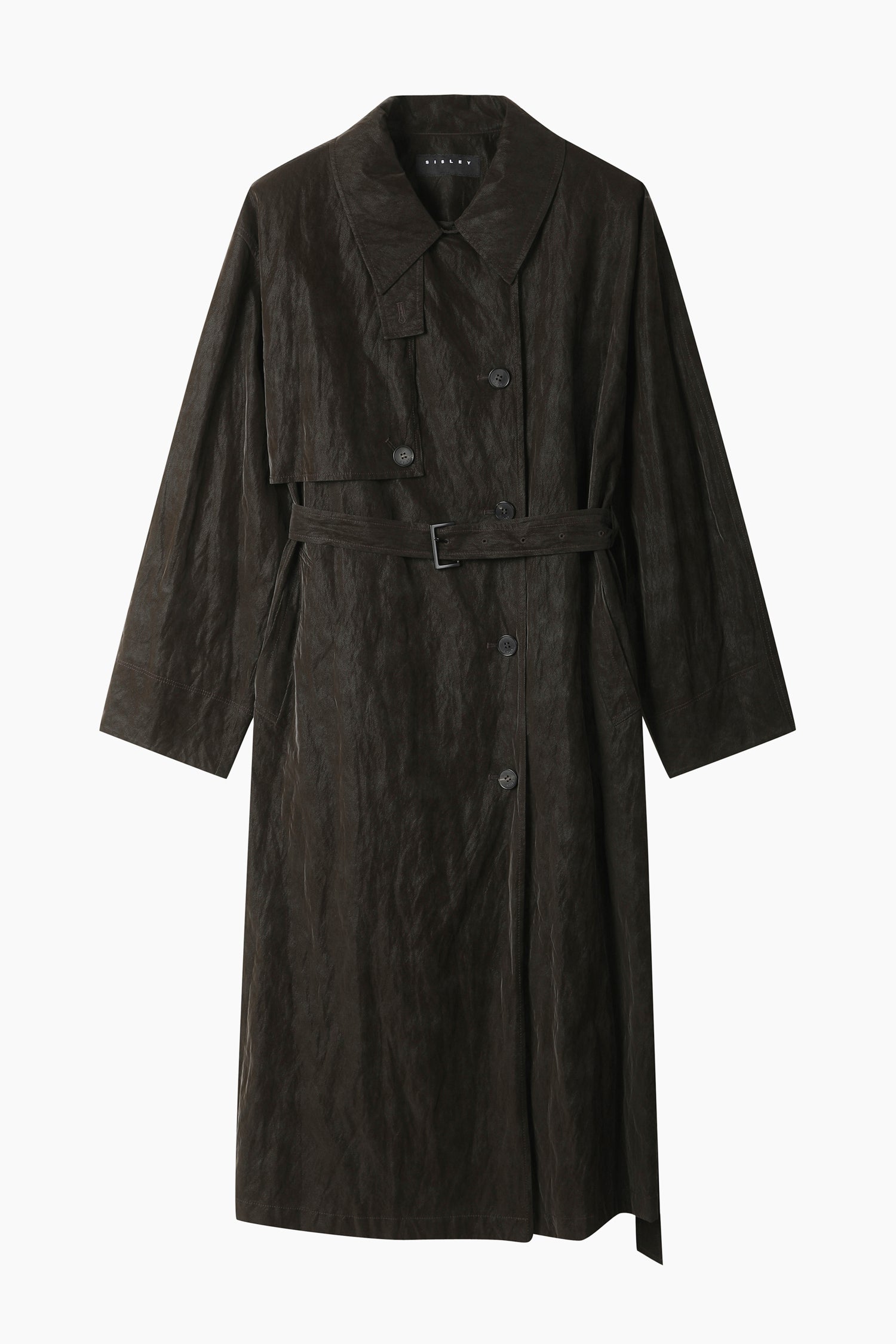 Trench effetto stropicciato da donna marrone scuro | Sisley Outlet
