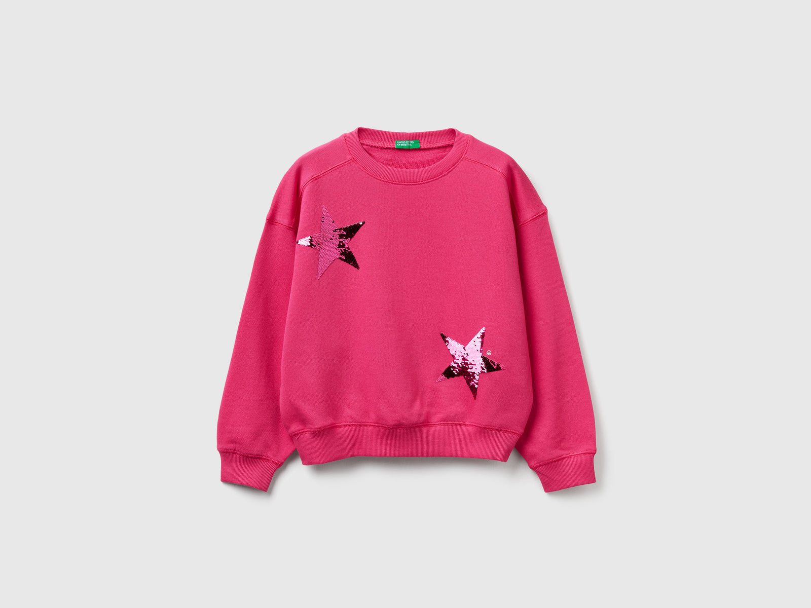 Felpa con paillettes da bambina fucsia | Benetton Outlet