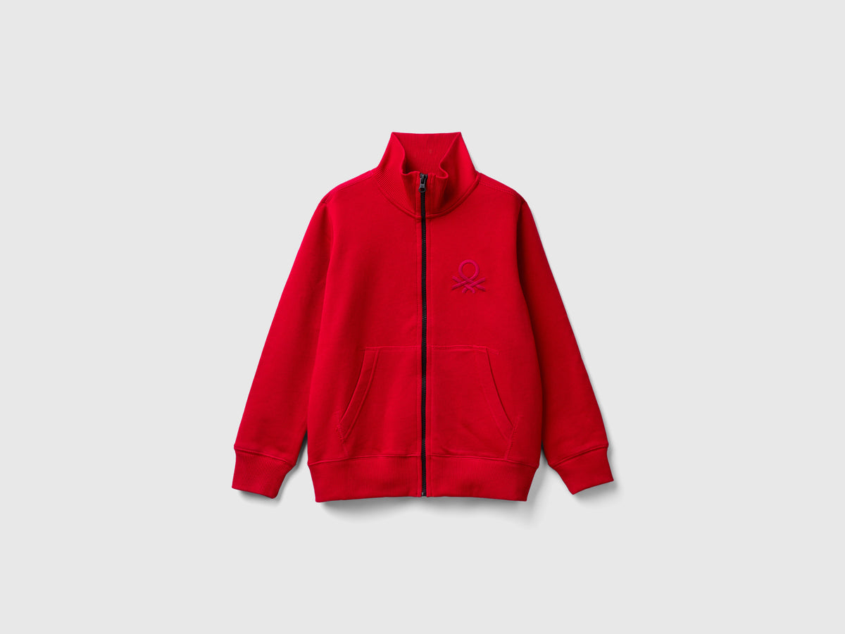 Felpa con zip in puro cotone