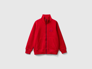 Felpa con zip in puro cotone