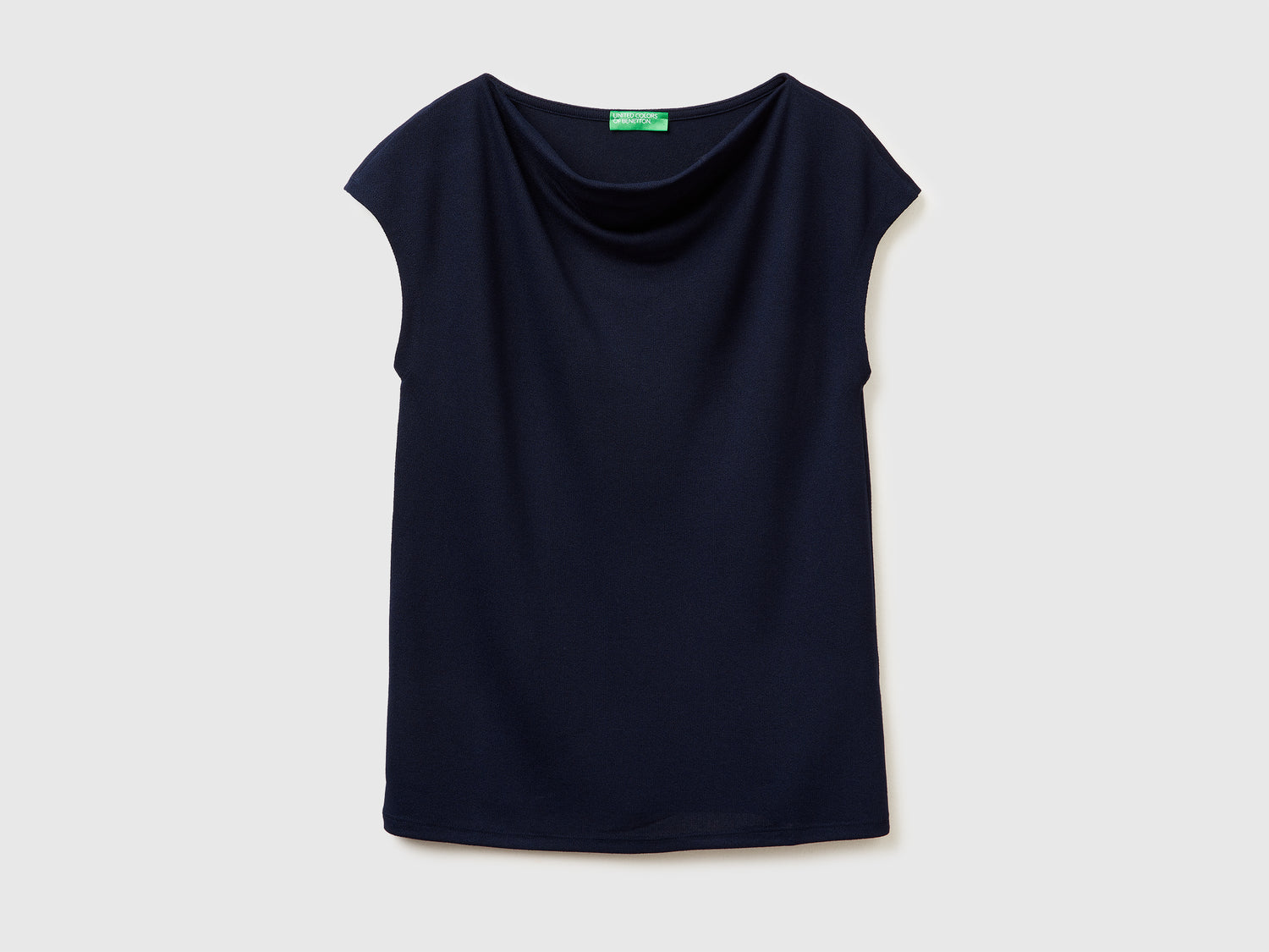T-shirt smanicata in crêpe da donna blu scuro | Benetton Outlet