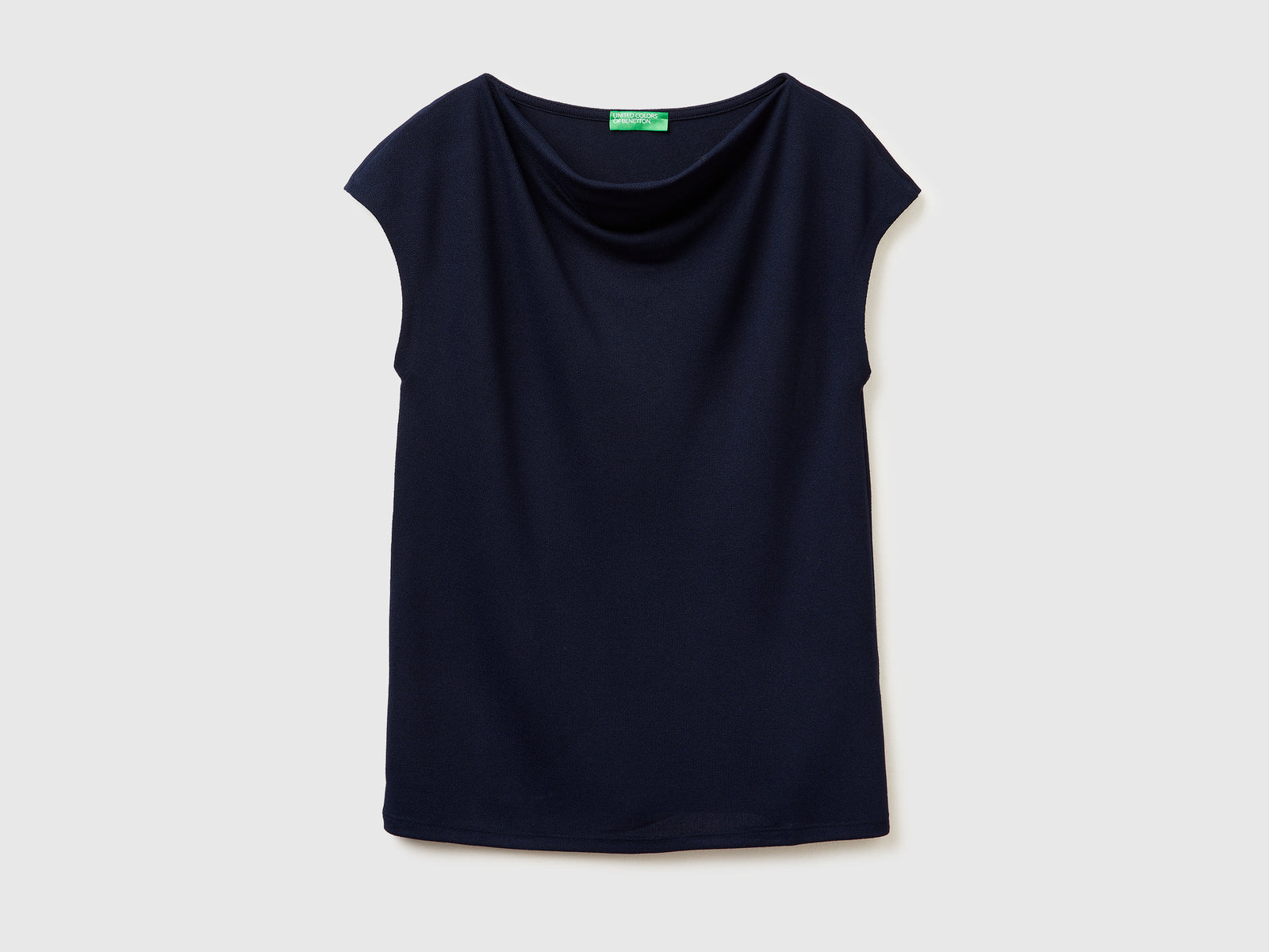 T-shirt smanicata in crêpe da donna blu scuro | Benetton Outlet