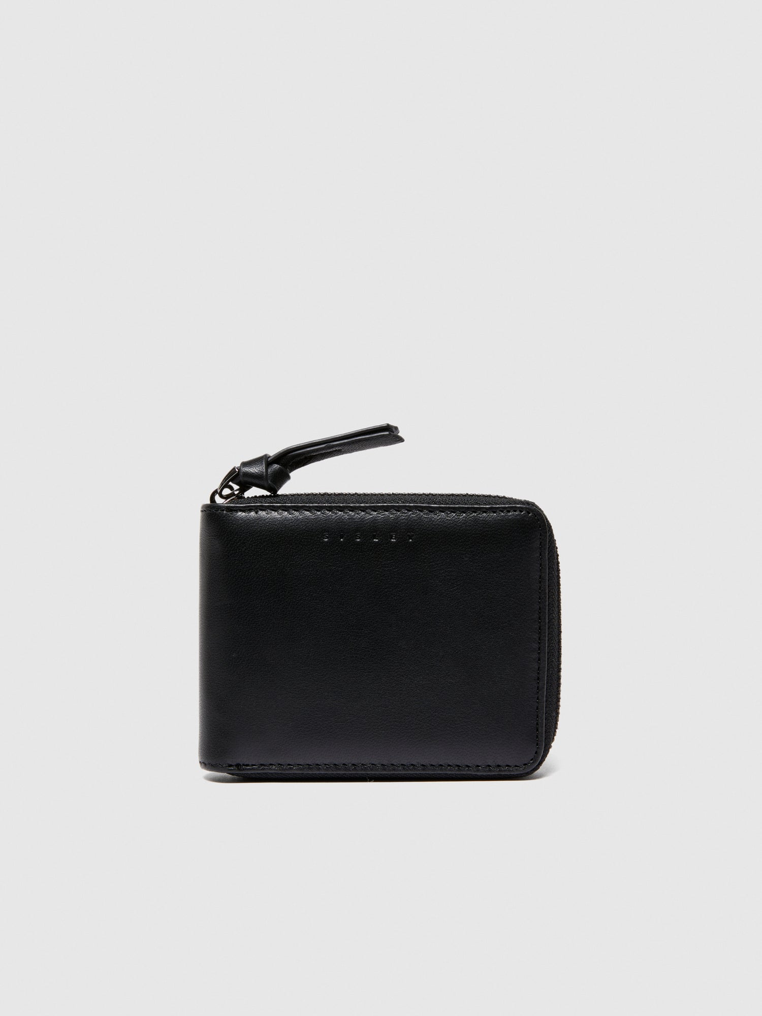 Portafogli in pelle con zip da uomo nero | Sisley Outlet