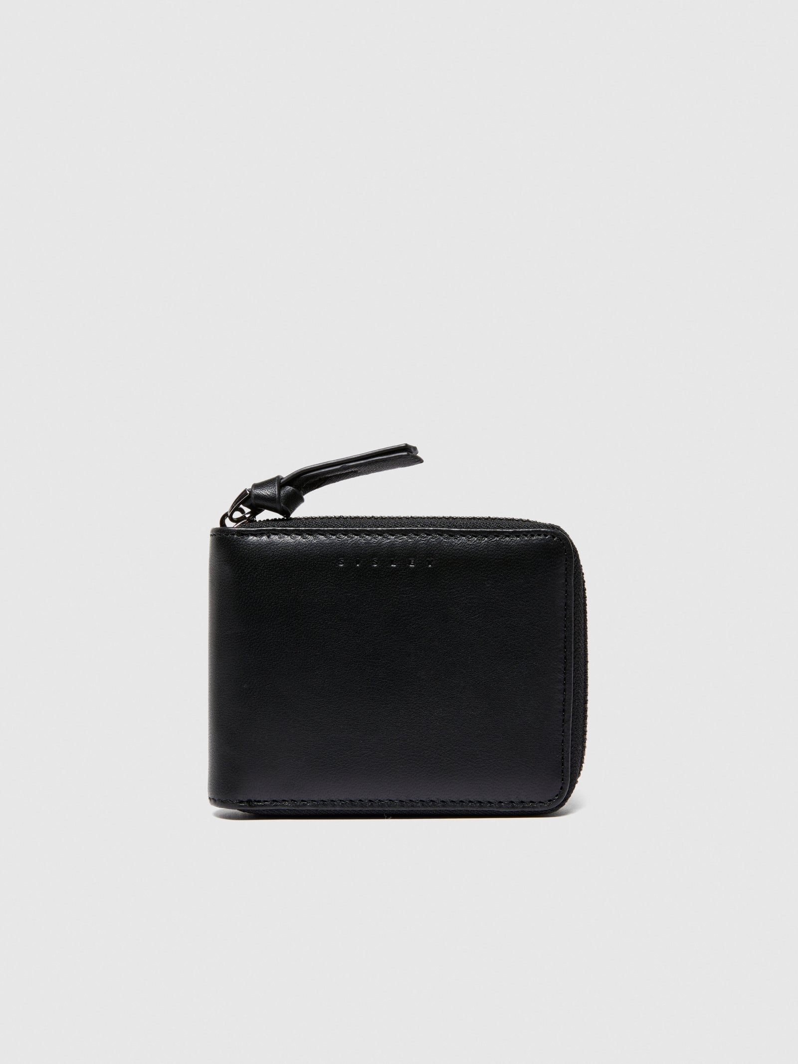 Portafogli in pelle con zip da uomo nero | Sisley Outlet