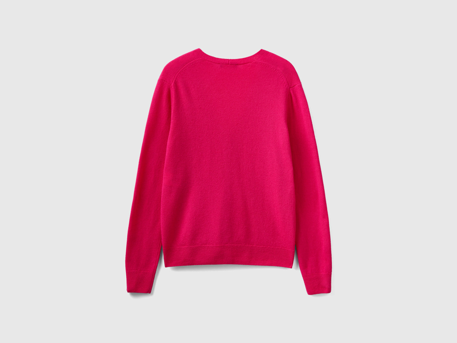 Cardigan scollo a V fucsia in pura lana Merino da donna rosso 4 | Benetton Outlet