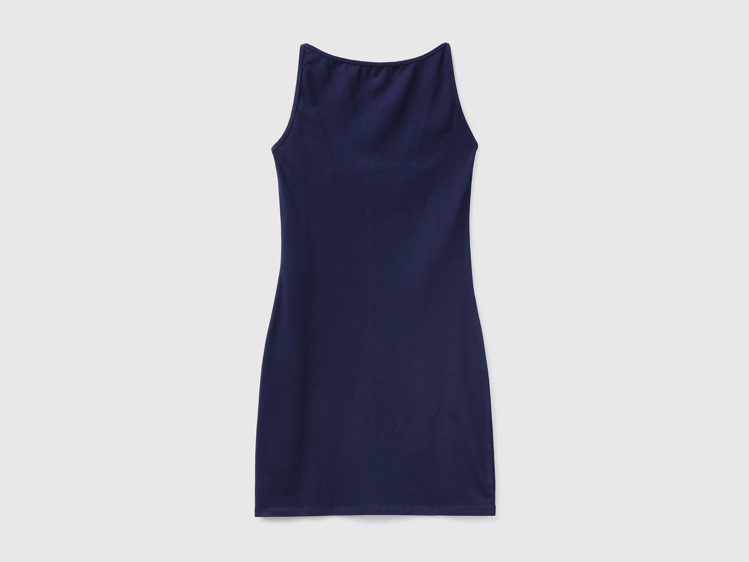 Vestito corto smanicato in cotone elasticizzato dalla vestibilità aderente da donna blu scuro | Benetton Outlet