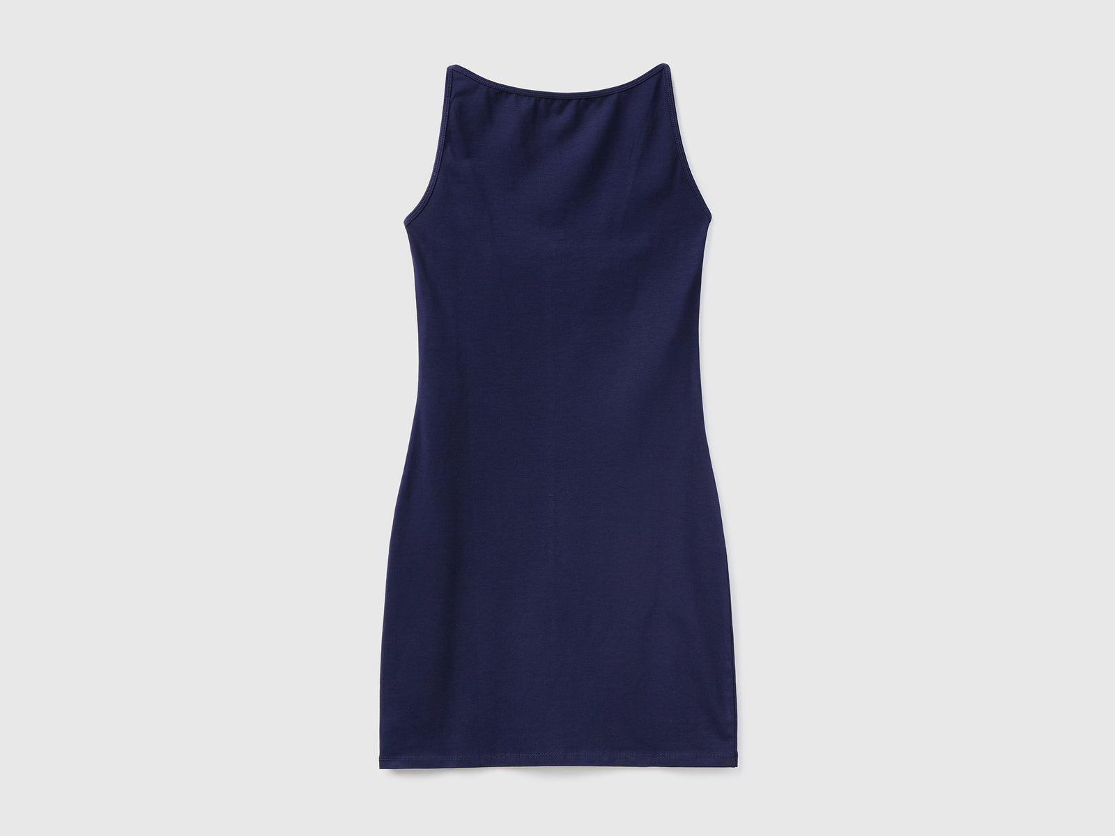Vestito corto smanicato in cotone elasticizzato dalla vestibilità aderente da donna blu scuro | Benetton Outlet