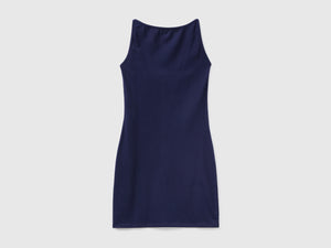 Vestito corto smanicato in cotone elasticizzato dalla vestibilità aderente
