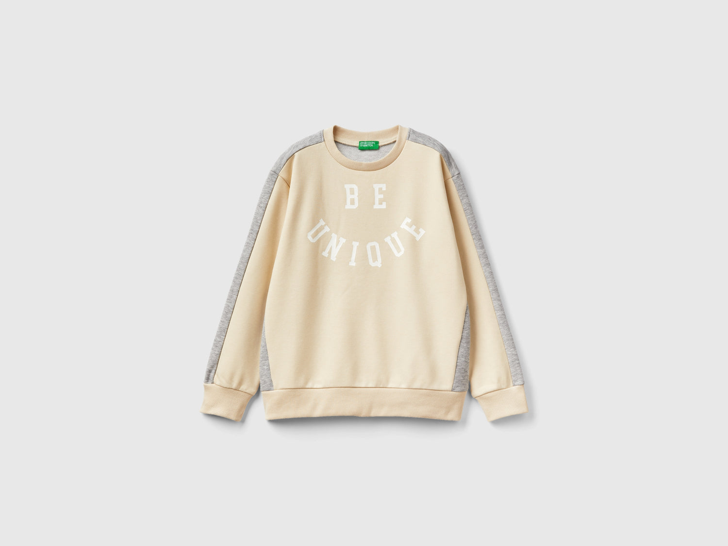 Felpa color block con stampa da bambino grigio | Benetton Outlet