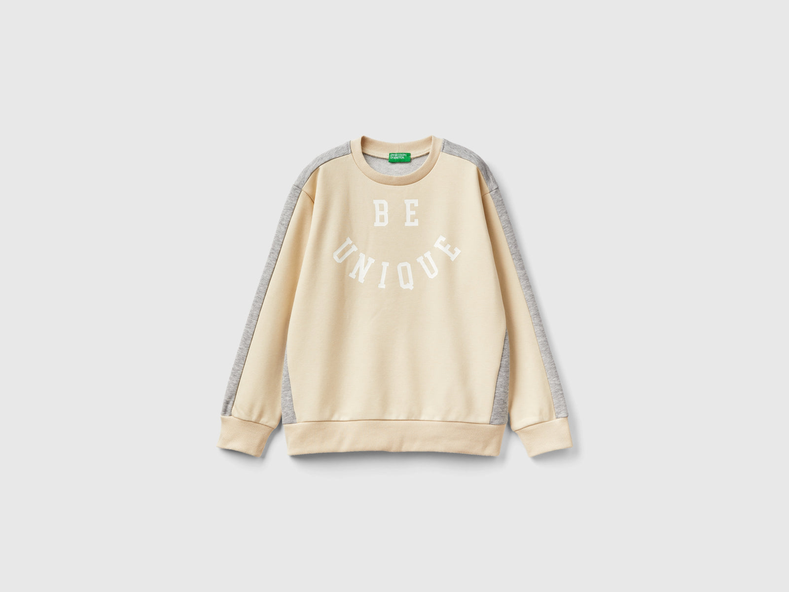 Felpa color block con stampa da bambino grigio | Benetton Outlet