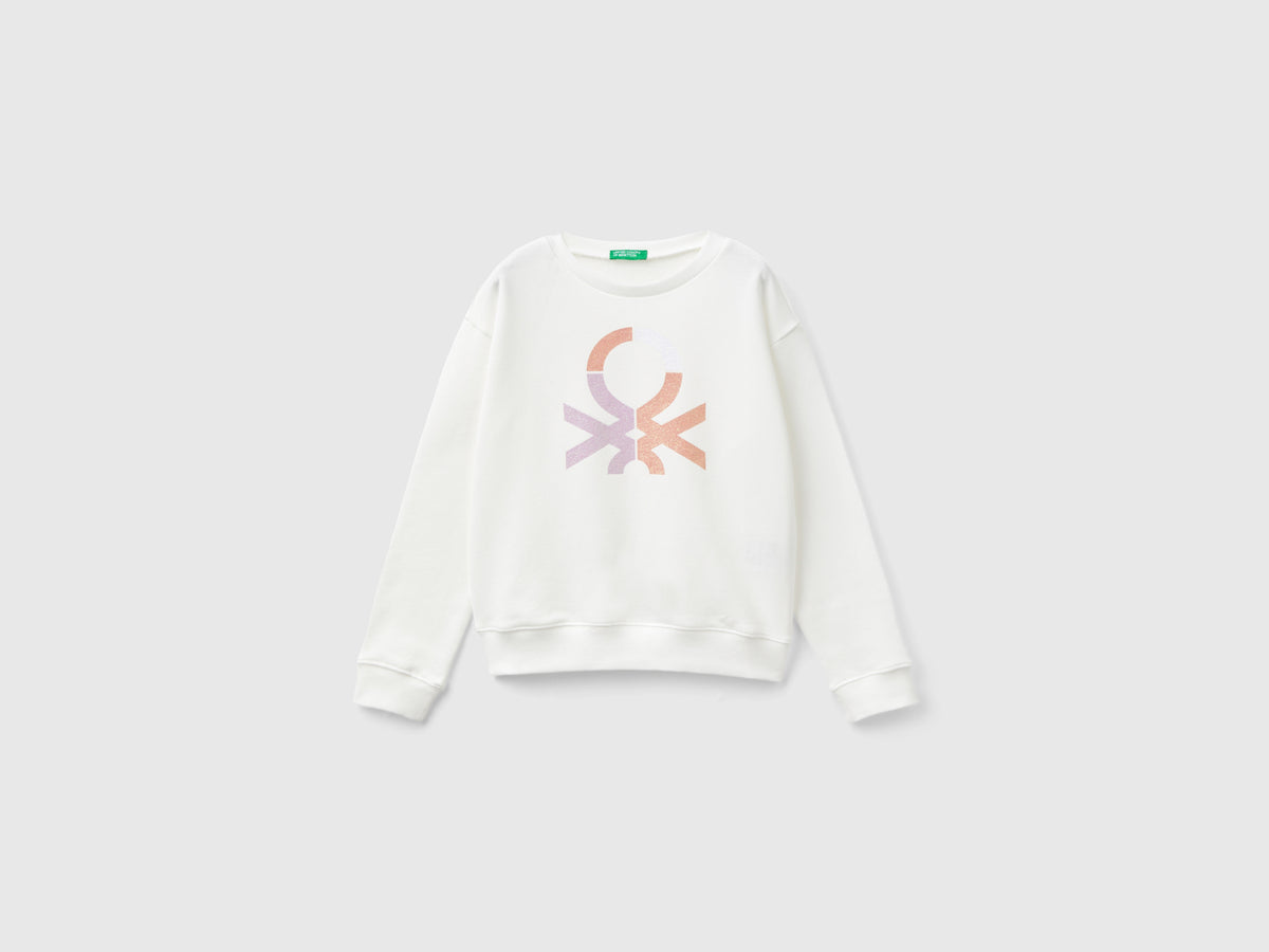 100% cotton sweatshirt with glitter logo