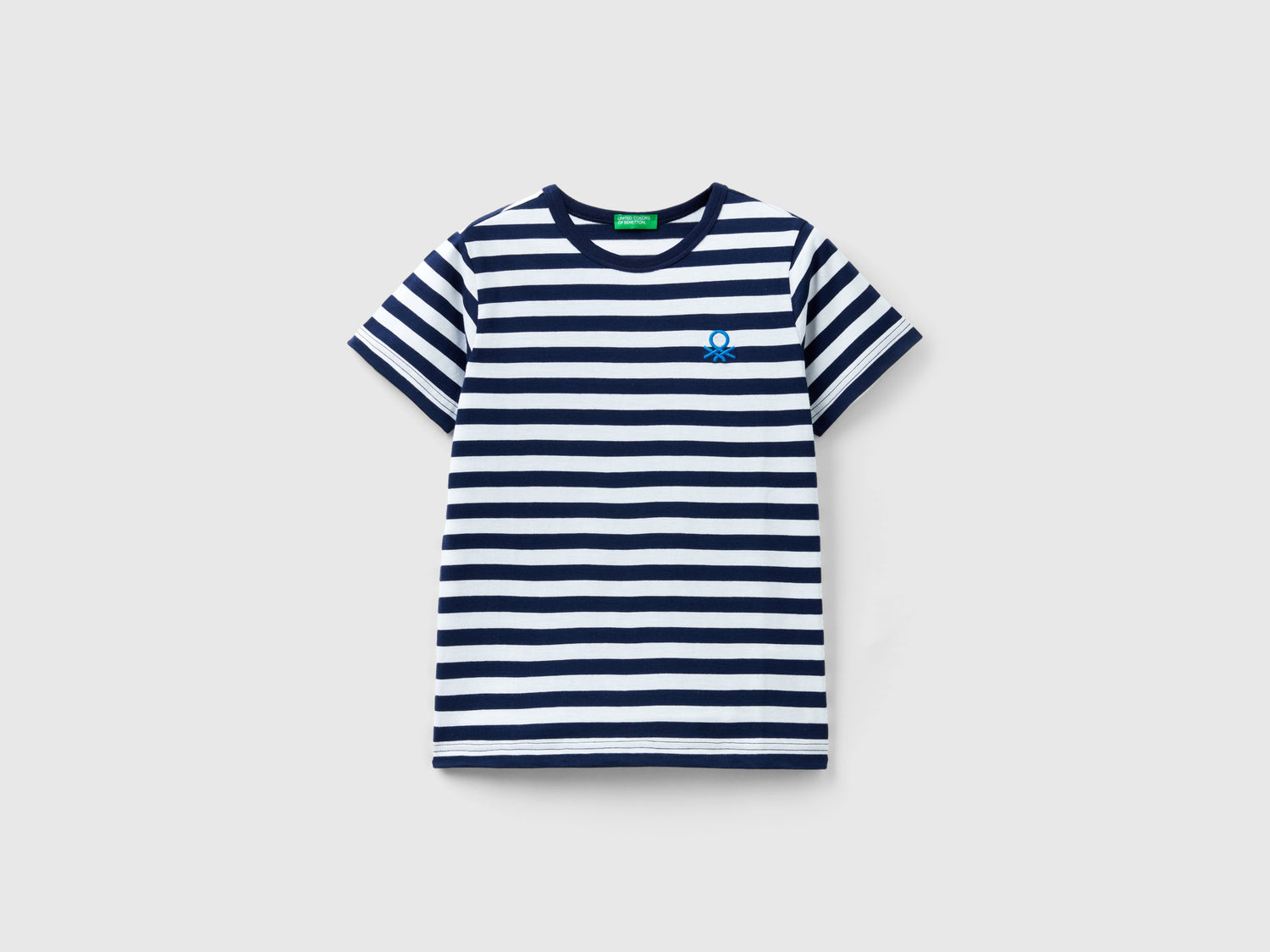 Maglietta a righe 100% cotone da bambino blu scuro | Benetton Outlet