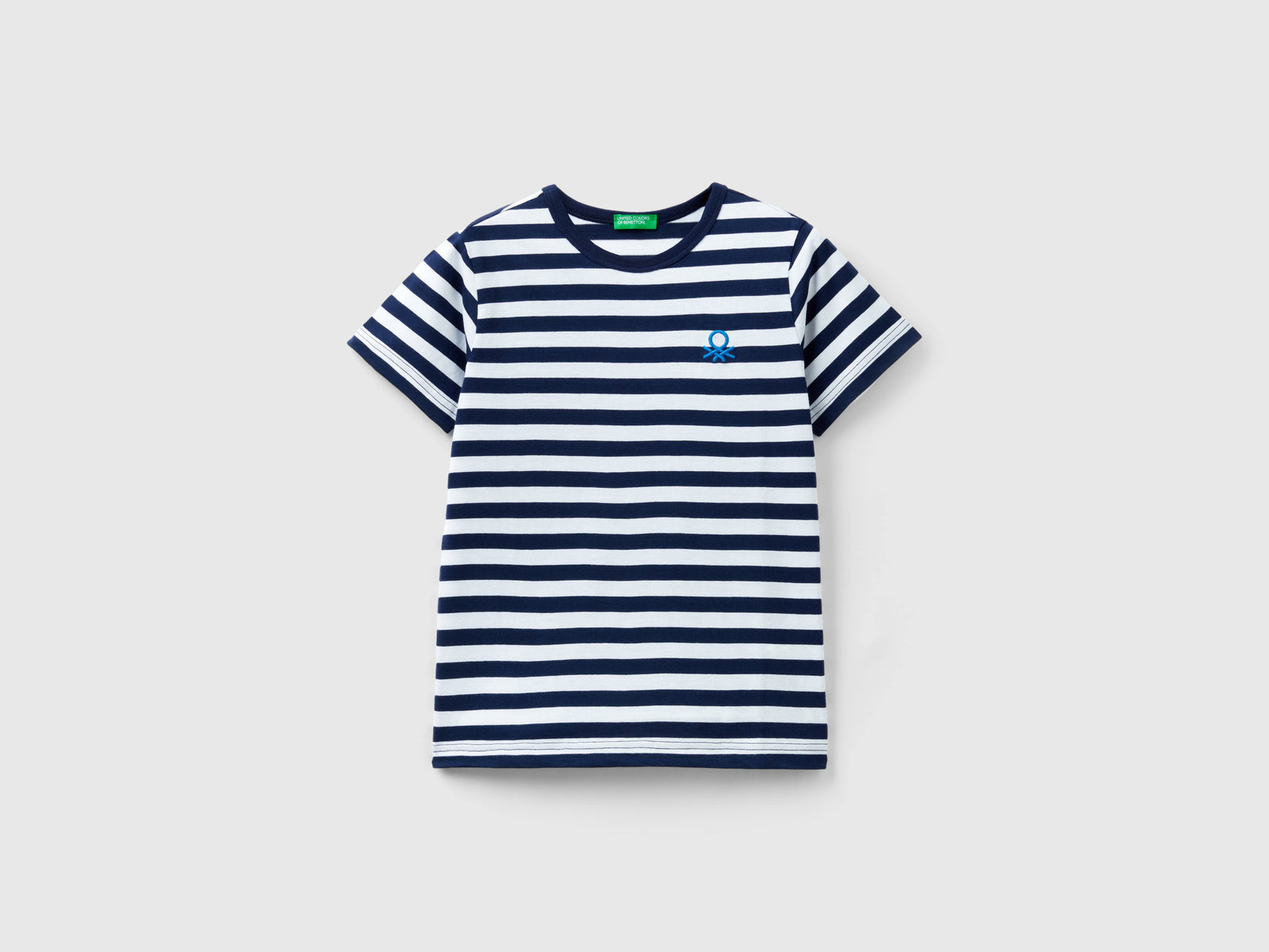 Maglietta a righe 100% cotone da bambino blu scuro | Benetton Outlet
