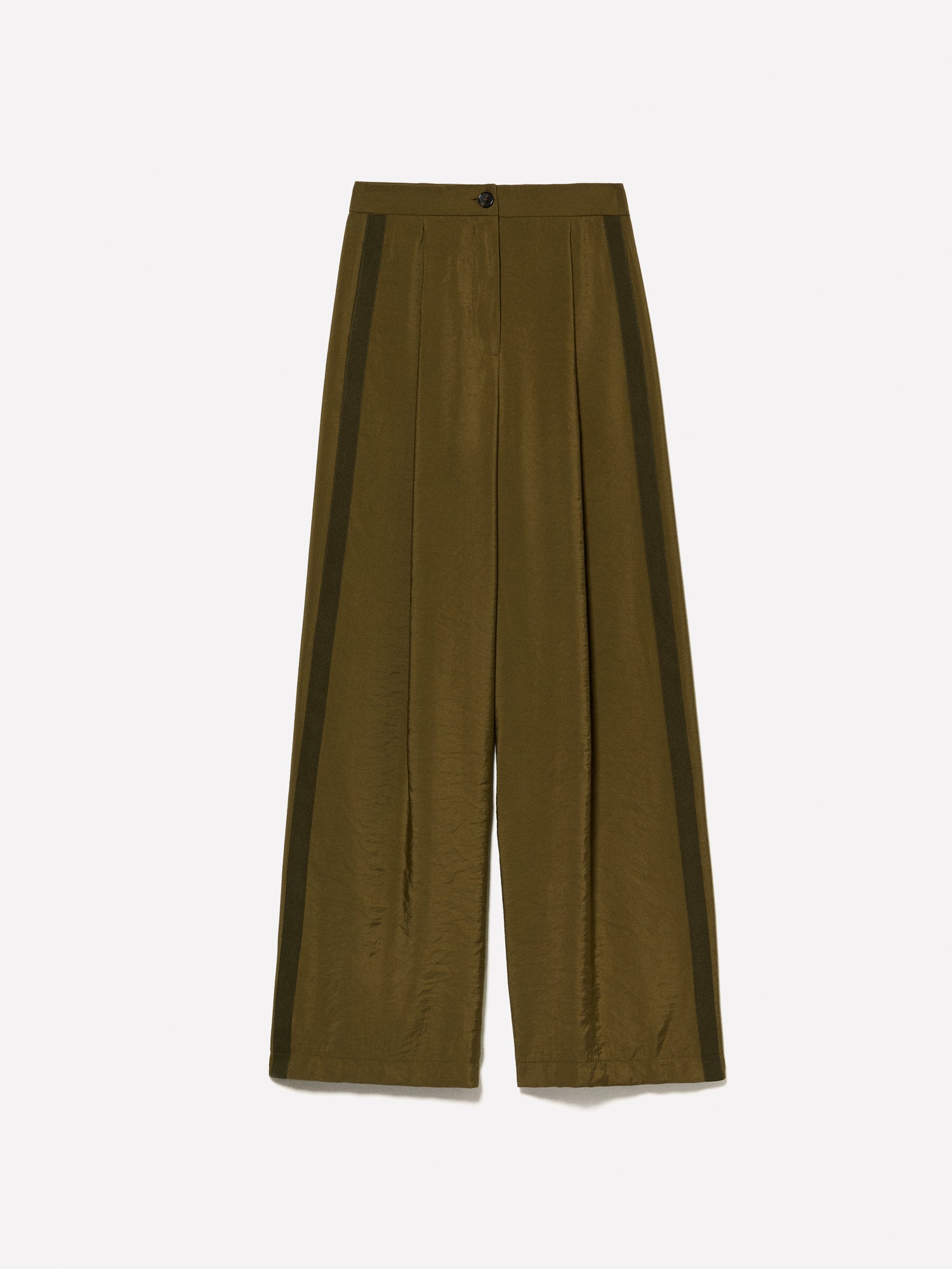 Pantaloni scuro effetto stropicciato da donna verde militare | Sisley Outlet