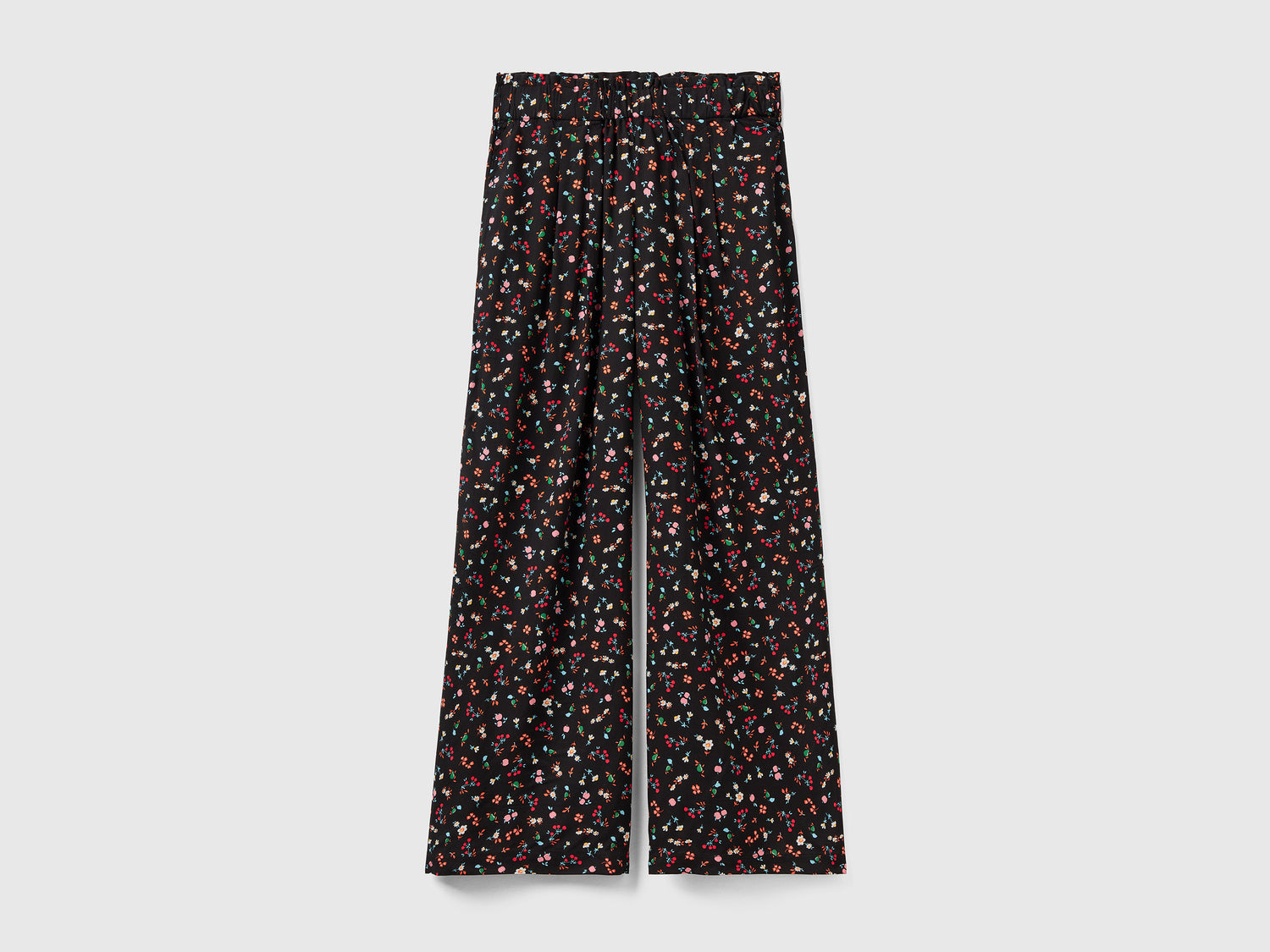 Pantaloni fantasia in viscosa da donna nero | Benetton Outlet