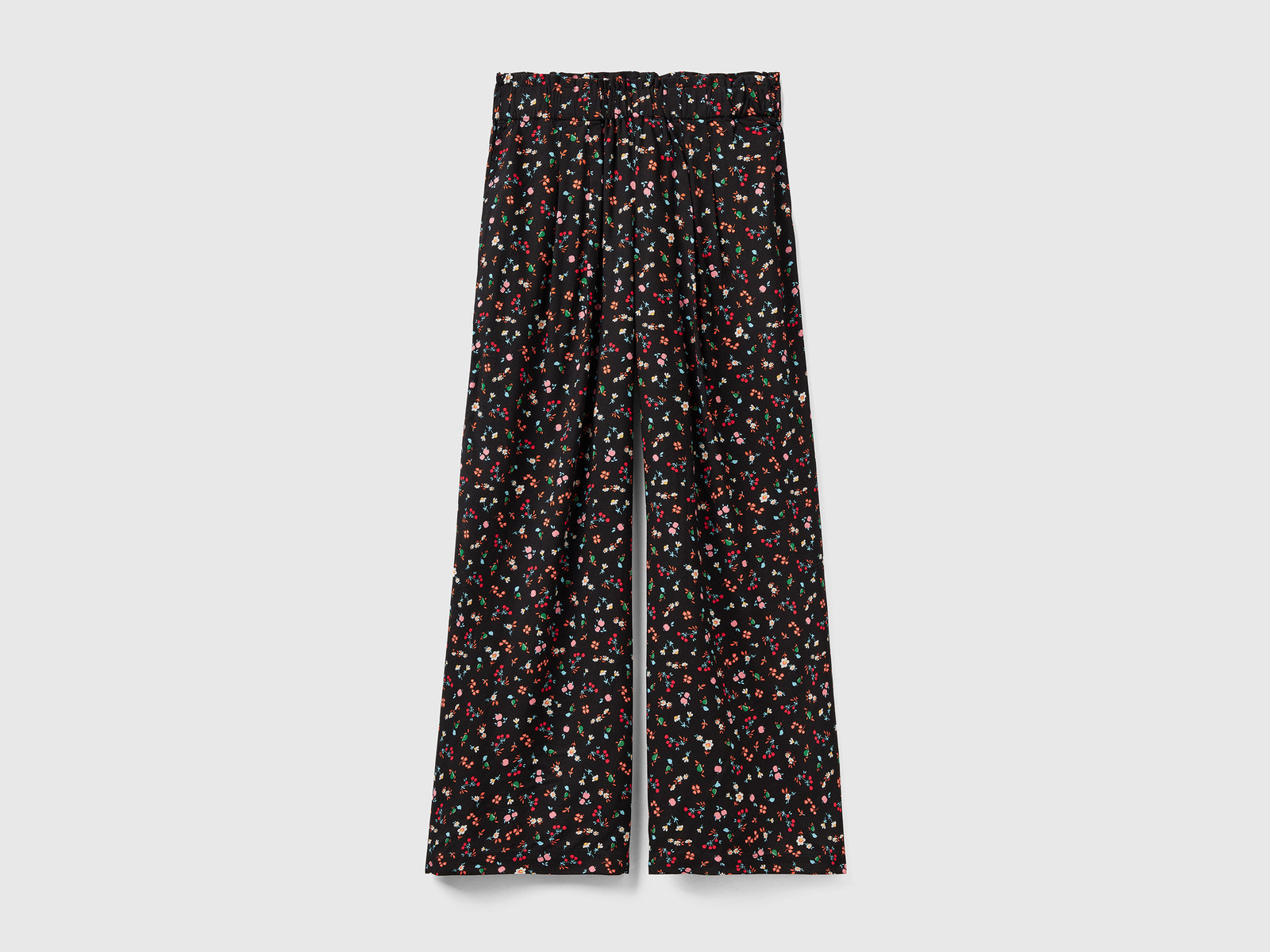 Pantaloni fantasia in viscosa da donna nero | Benetton Outlet