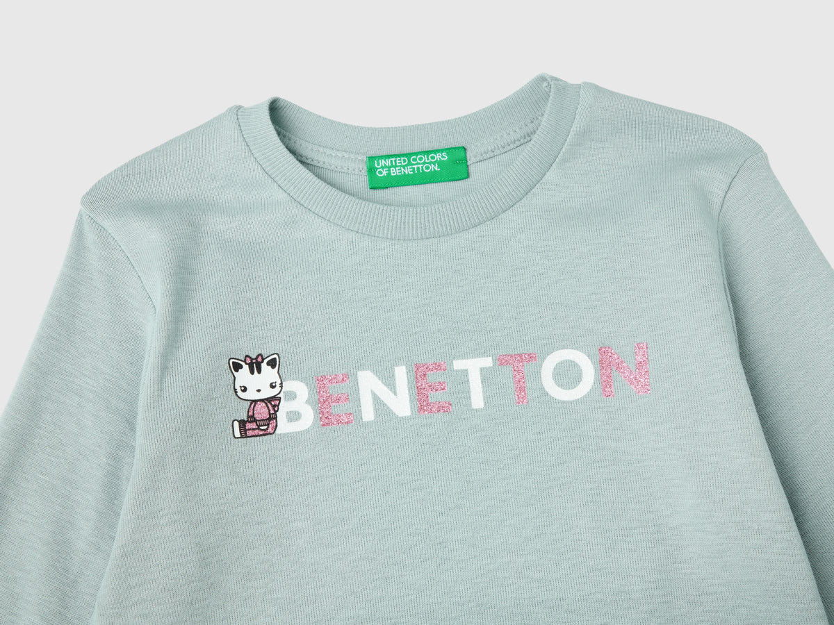 T-shirt con stampa glitter in cotone bio