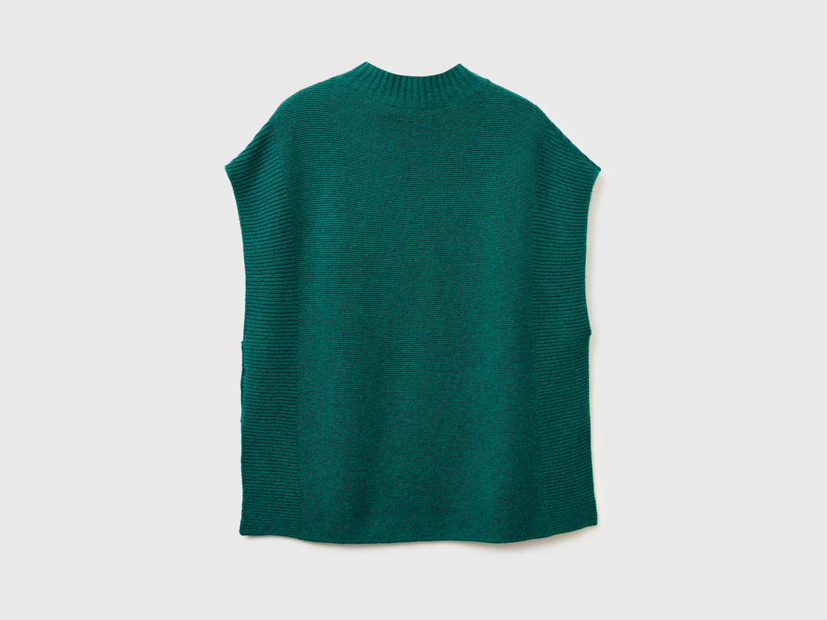 Gilet lupetto in misto lana