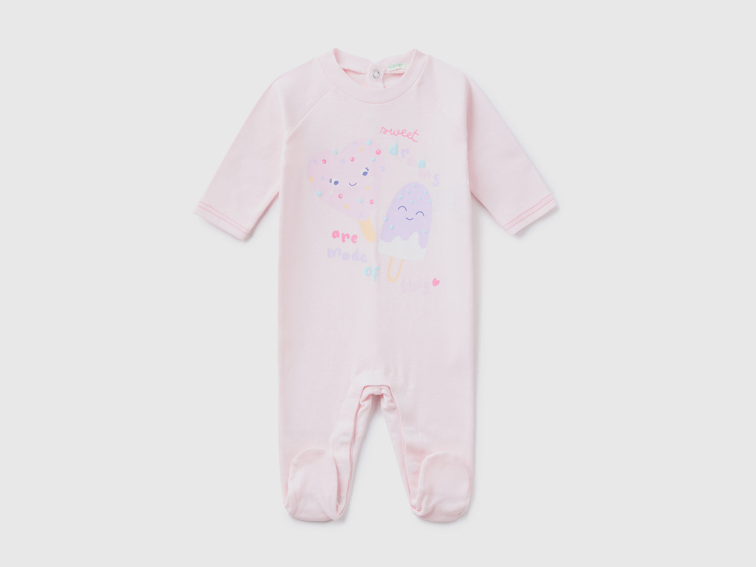 Tutina leggera e confortevole in puro cotone da neonato rosa pastello | Benetton Outlet