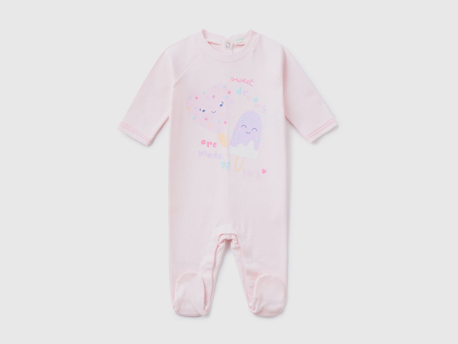 Tutina leggera e confortevole in puro cotone da neonato rosa pastello | Benetton Outlet