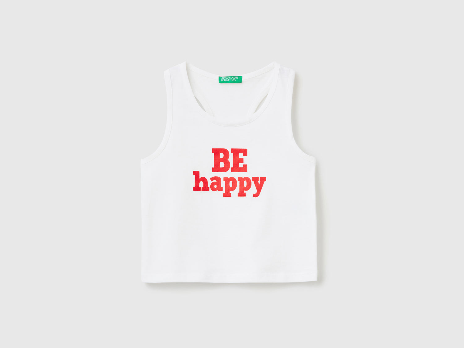 Top smanicato girocollo da bambina bianco | Benetton Outlet