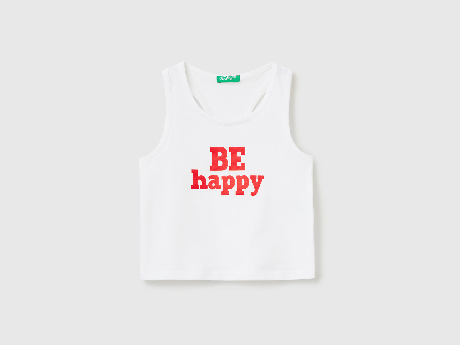 Top smanicato girocollo da bambina bianco | Benetton Outlet