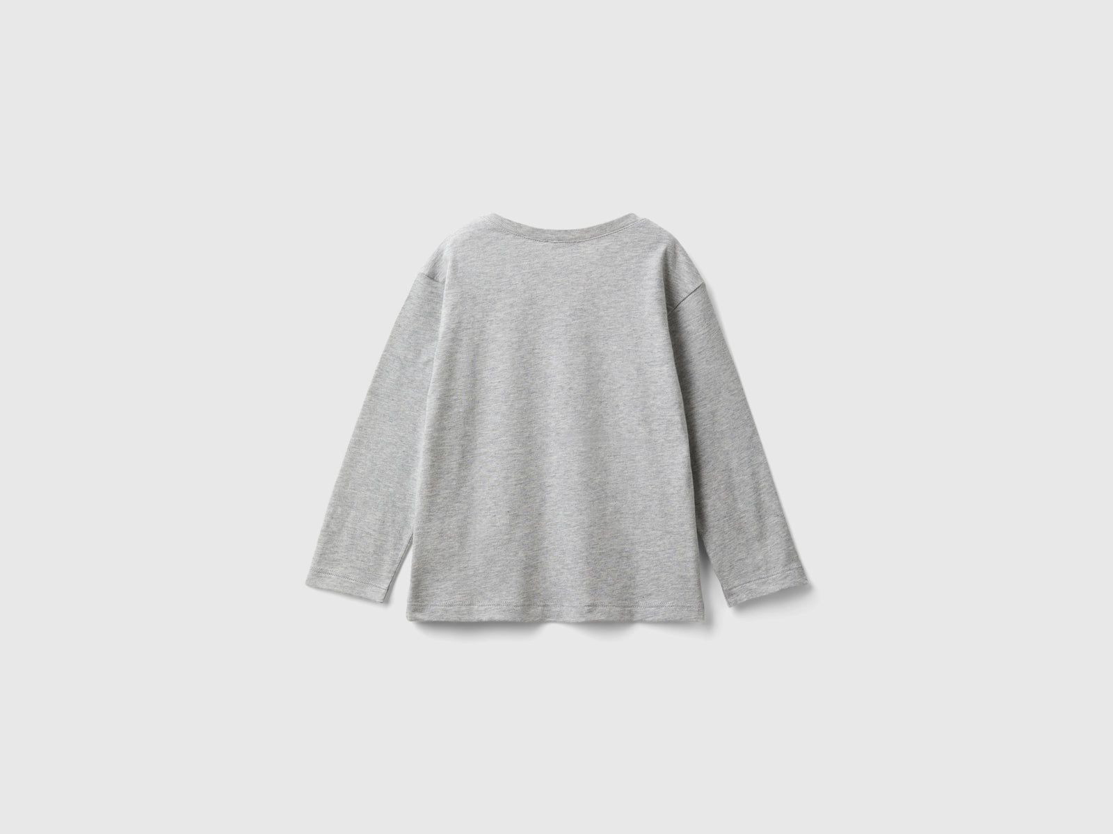 T-shirt manica lunga in cotone bio da bimbo grigio chiaro 2 | Benetton Outlet