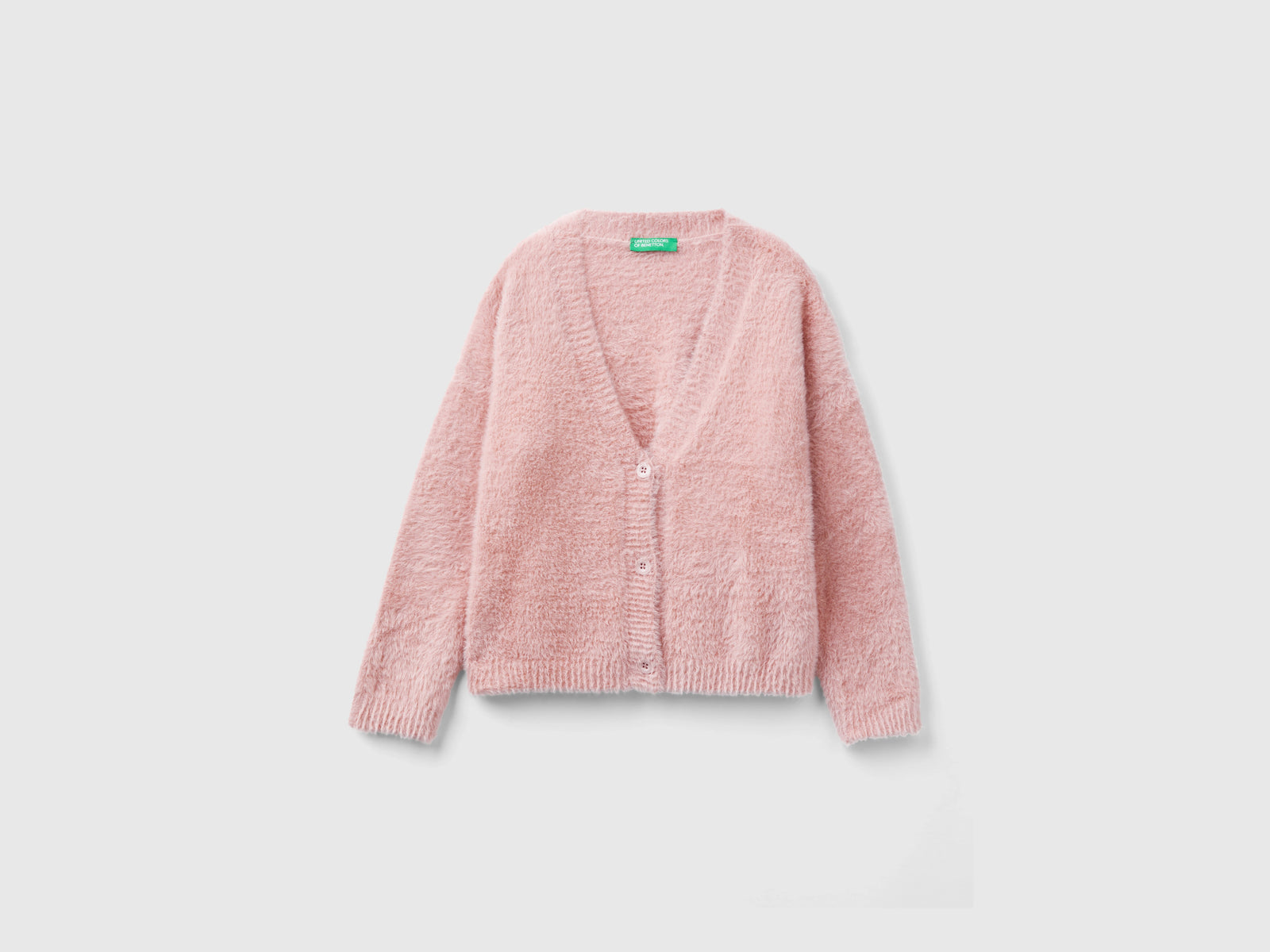 Cardigan in filato peloso da bambina rosa | Benetton Outlet