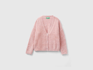 Cardigan in filato peloso