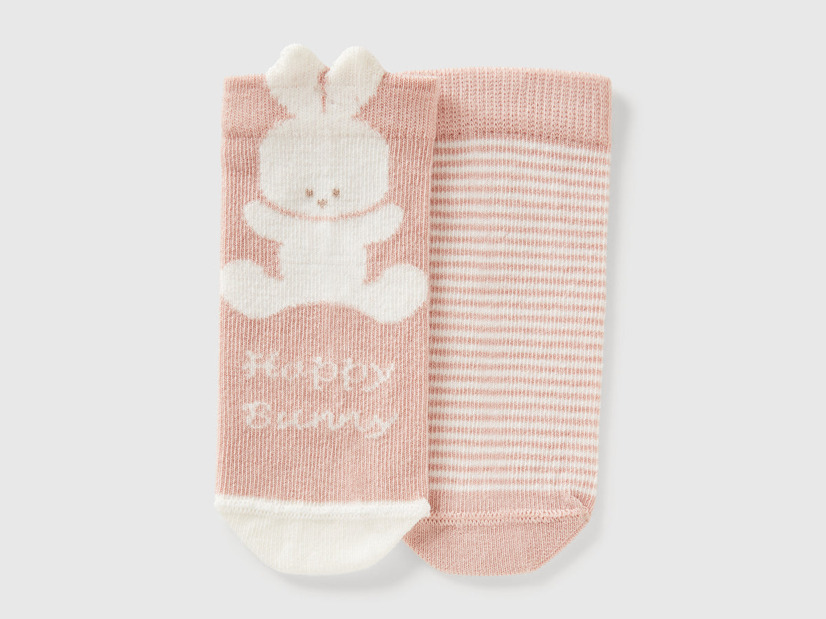Set calzini con righe e coniglietto