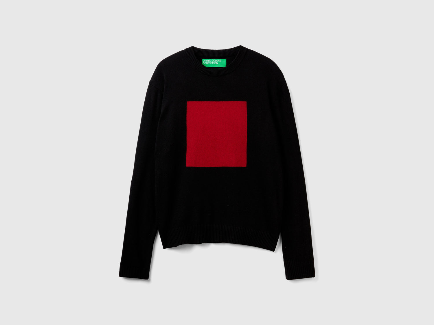 Maglione con intarsio da uomo nero | Benetton Outlet